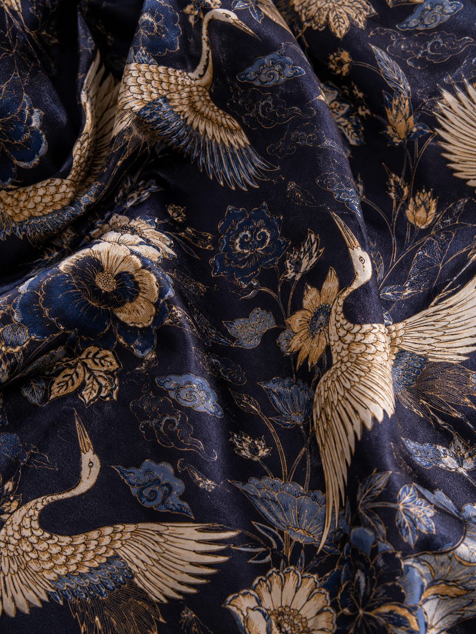 Pekalongan hand-drawn batik with crane motifs on cloud patterns